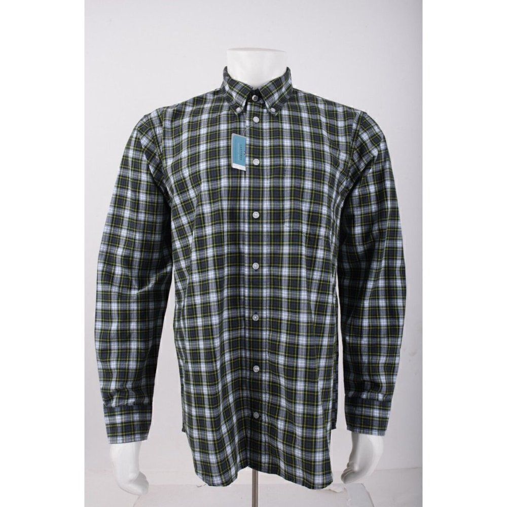Castaway Nantucket Island Mens Chase Oxford Shirt Size M Navy Blue Plaid NWT